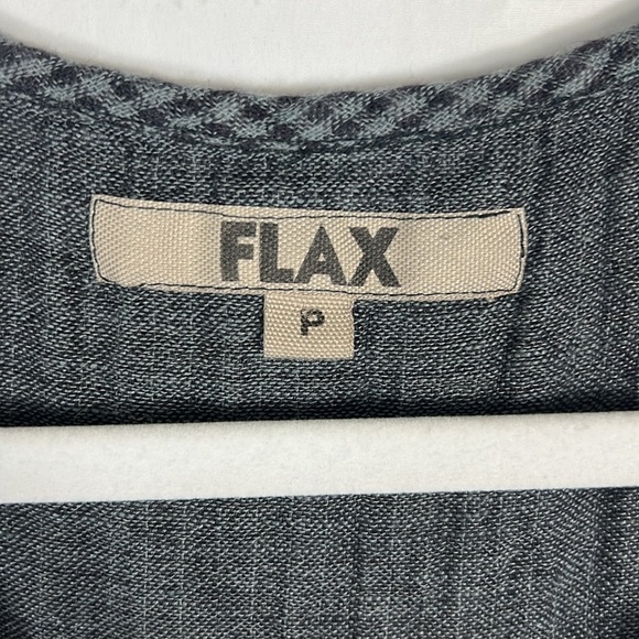 FLAX Sz P (4/6) Dress Gingham Linen Scoop Neck Sleeveless Black/Gray Lagenlook - Picture 3 of 11